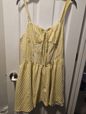 Yellow Gingham Spaghetti Strap Sundress